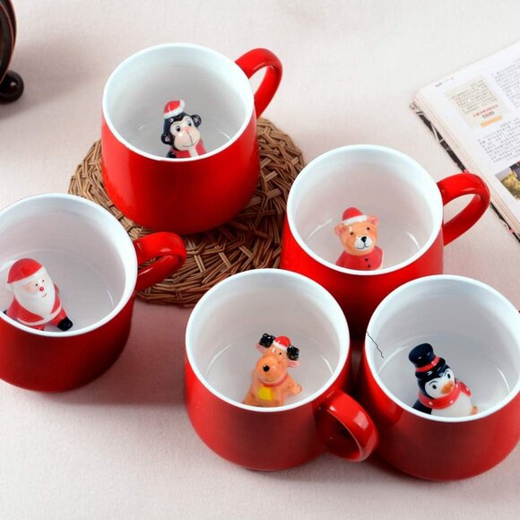 Surprise 3D Coffee Mug Santa Claus Inside,12 oz Cute Handmade Ceramics Cup,Chris - Picture 5 of 6